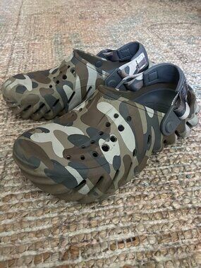 Crocs Echo Duck Clog Kids J4 Camouflage Camo Slip-on Shoes Style 209118 RARE